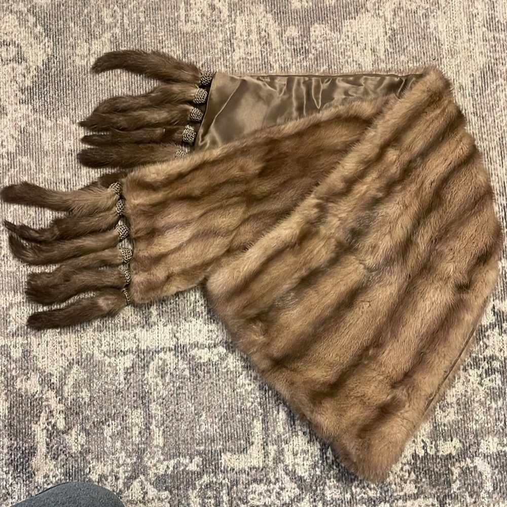 Vintage Hand-made Fur Stole Shawl Wrap